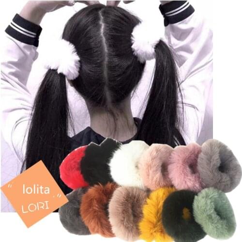 2pcs Fur Bunny Ears Lolita Headwear Kawaii Cat Ears Cosplay Headband Hair Clip Hair Accessories Hair Ties Ponytail