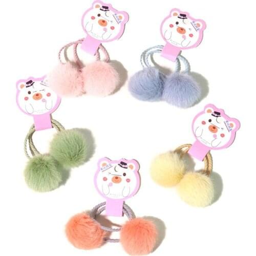2 Pcs Explosions Hair Accessories Childrens Hair Ball Hair Ring Southeast Asian Girls Like Rabbit Hair Plush Hair Rope
