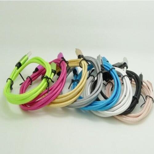 200pcs/lot 1M/3FT 8pin braided nylon fabric usb data sync charger cable for apple iphone 7 5 5s se 6 6s plus for ipad mini