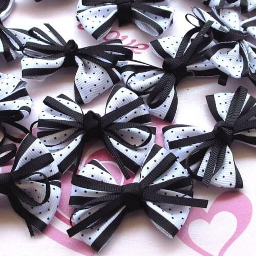30pcs black color Grosgrain Ribbon Flowers Bows Wedding Appliques Supply DIY Craft