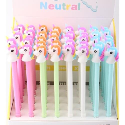 40 pcs/lot Cartoon Rainbow Unicorn Gel Pen Cute 0.5mm black ink Neutral Pen school writing Supplies Promotional Gift