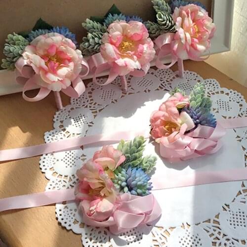 YO CHO Boutonniere and Corsage Artificial Silk Wedding Corsages Fashion Fake Flowers Groomsmen Wedding Beach Party Decorations