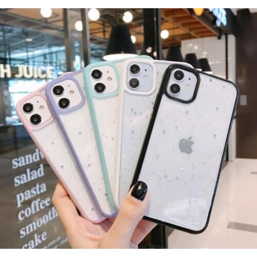 1pcs Star Case For iPhone 12 Mini 11 Pro X XR XS Max 8 7 6 6S Plus Shockproof Glitter Clear Sequins Soft Bling Phone Case Cover