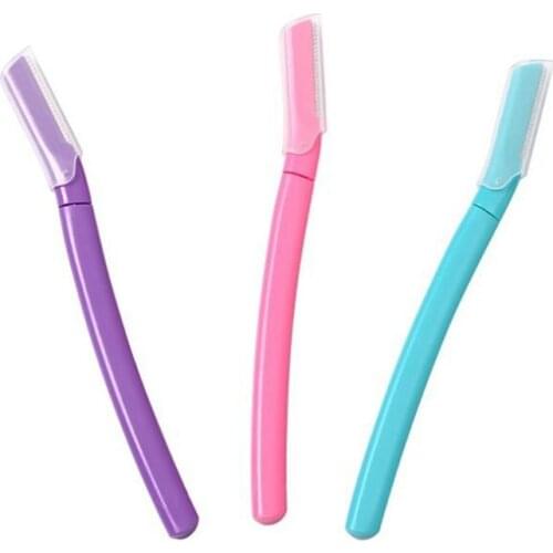 Hot 1000pcs/lot Colorful Eyebrow Trimmer Face Hair Razors Women Eyebrow Shaver Hair Removal Makeup Tool Folding Brow Shaver