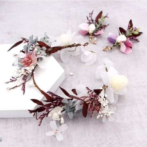 Flower Earrings Garland Floral Bride Headband Hairband Wedding Party Prom Festival Decor Hair Head Bands Headwear Accessories