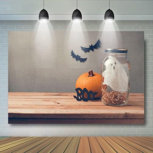 Halloween Ghost Pumpkin Photography Backdrop Bats Wooden Desk Photo background Toys Background for photo studio