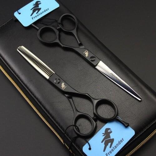 Freelander 6 inch black half-body baking varnish hairdressing scissors,cutting/thinning scissors for barber