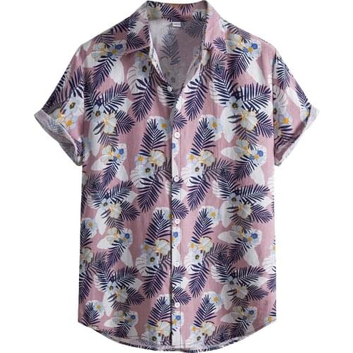 Fashion Colorful Hawaiian Shirt For Men Trend Short Sleeve Beach Print Single-breasted Lapel Shirt Clothing Vintage Loose Short