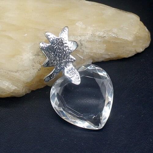 Gemstonefactory Jewelry Big Promotion 925 Silver Elegant Heart White Topaz Women Ladies Mom Gifts Necklace Pendant 20213870