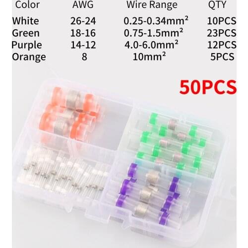 800PCS solder sealed wire connector kit, butt terminal waterproof insulated electrical butt terminal marine wire connector