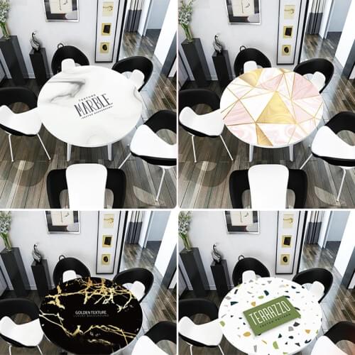 Round Tablecloth Marble Printing Table Covers Waterproof Kitchen Pattern Oil Table Cloth Glass Soft Cloth Home Textile Almofada