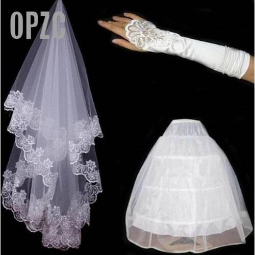 Yarn embroidery lace gloves gloves lace brides basket and 3 rings white skirt high-end three sets of the bride wedding accessor