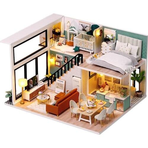Assemble Diy Doll House Toy Wooden Miniatura Doll Houses Miniature Dollhouse Toys With Furniture Led Lights Kids Birthday Gifts