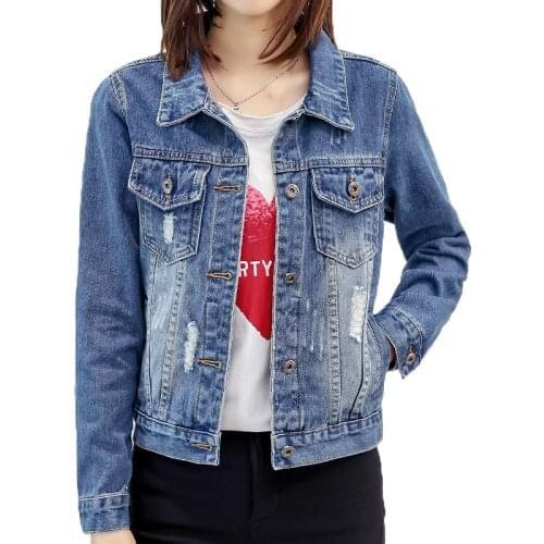 Oversize Simple Denim Short Jacket Women NEW Spring Autumn Jackets Female Korean Self All-Match Frayed Outerwear Tops Lady