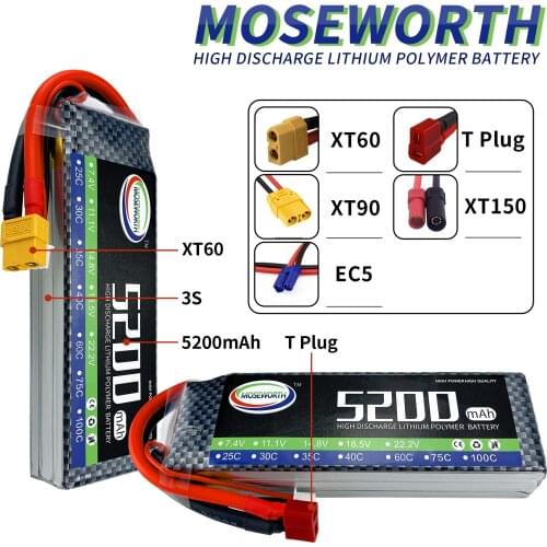 2PCS 3S 11.1V 5200mAh 60C Lipo Battery For RC Toys Lithium Drone Airplane Helicopter Car Boat Quadcopter Model Remote Control