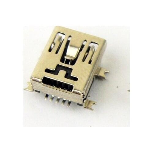 100pcs Blue copper Superior quality mini USB socket 5P Female seat SMD Connector USB interface Free shipping