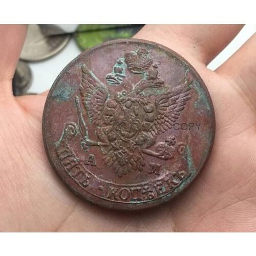 Limited sales Russia Coins 5 Kopeks 1789 AM Red Copper Copy Coin