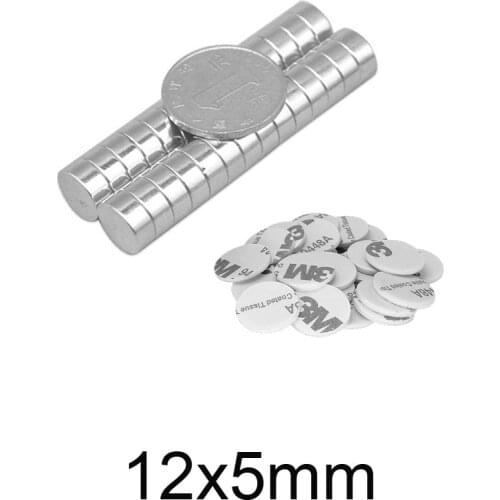 5~100PCS 12x5 Powerful Strong Magnets With 3M Double-Sided Adhesive Tape 12*5 Round Neodymium Permanent Magnet 12x5mm