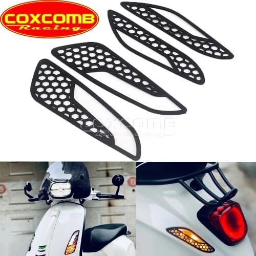 1 Set Motorcycle Black Turn Signal Light Lamp Grill Protector Covers Mesh Guard for Vespa Sprint Primavera 150 All Year Scooter