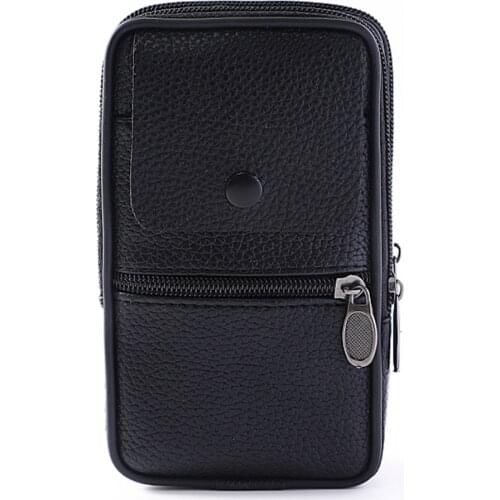 2019 Outdoor Fashion Vertical PU Leather Men Waist Pack Portable Zip Coin Purse Phone Bag Fanny Pack Pocket Mini Belt Waist Bags