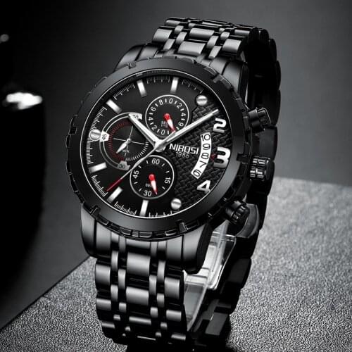 NIBOSI New Fashion Mens Watches with Stainless Steel Top Brand Luxury Sports Chronograph Quartz Watch Men Relogio Masculino