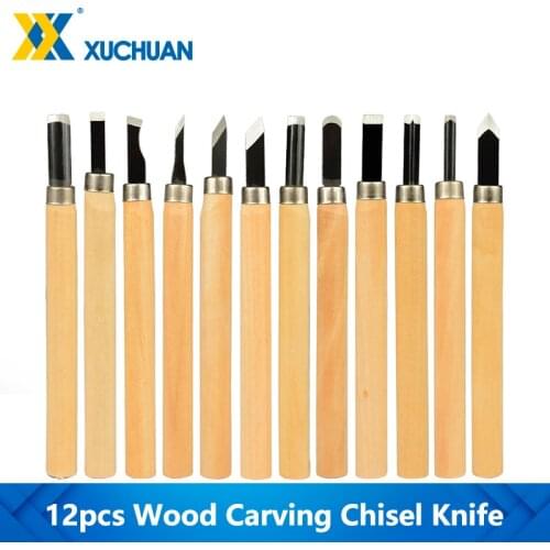 Wood Carving Chisel Knife Set 12pcs For Basic Detailed Carving Woodworkers Gouges Hand Tool Woodworking Engraving Cutter