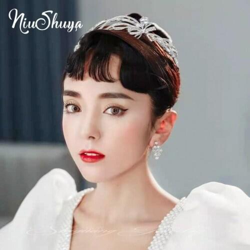 NiuShuya Romantic Hepburn Style Cubic Zircon Wedding Crown Tiaras Party Evening Dress Birthday Headpiece Hair Accessories