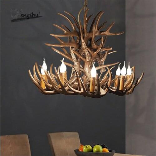 Nordic LED Pendant Lamp Indoor Lighting Industrial Buck Deer Horn Antler Bedroom Living Room Kitchen Hanging Lamp Light Fixture