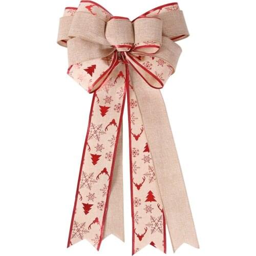 Christmas Tree Bowknot Decoration Bows Burlap Double-layer Double Fine Linen Splice Striped