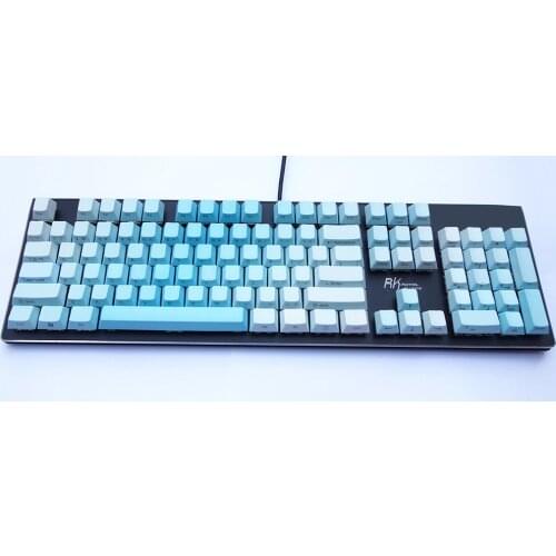 NPKC Thick PBT Sky Blue Gradient Keycaps ANSI Layout Fit Kailh Gateron Cherry MX Switches for Mechanical Keyboards