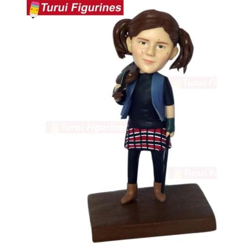 Personalized bobble head figures custom doll art little girl violinist bobblehead figurines customized clay sculpture dolls gift