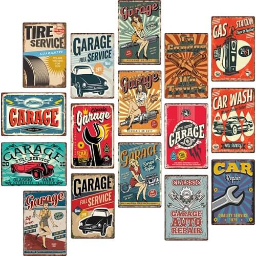 GARAGE FULL SERVICE Vintage Metal signs Car Garage Retro Poster Bar Wall Decor Plaque Painting art 20x30 CM