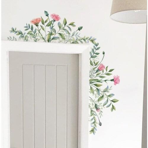 Removable Flowers Leaf Home Door Bedroom Bathroom Window Glass Waterproof Wall Stickers Decorative Vinyl Decals Mural