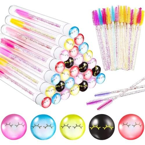 Reusable Eyebrow Brush Tube Makeup Brushes Mascara Wand Separate Tube Crystal Eyelash brush Eyelash Extension Tools
