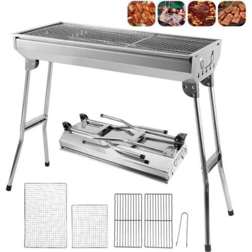 Outdoor Stainless Steel Charcoal Grill Barbecue Tool BBQ Grills Portable Free Installation Handle Folding BBQ Cooking Grid HWC