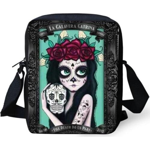 Womens Messenger Bags for Ladies Casual Crossbody Bags,Punk Skull Head Printing Mini Single Shoulder bag for girls