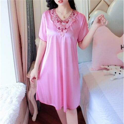 Women Summer Night Dress Thin Strap Plus Size Polyester Cute Dresses Homewear Women Short Sleeve Sleep Dress