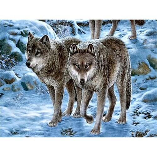 Animal Wolf DIY Cross Stitch 11CT Embroidery Kits Craft Needlework Set Cotton Thread Printed Canvas Home Decoration Wholesale