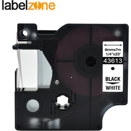 1PC 43613 1/4"(6mm) x 23'(7m) black on white compatible Dymo D1 PNP 6mm label printers D1 43613 for dymo label manager LM160