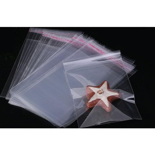 100pcs/lot OPP Transparent Plastic Bags Jewelry Small Self-adhesive Sealing Bag Socks Panties Shirt Packaging Storage Bag