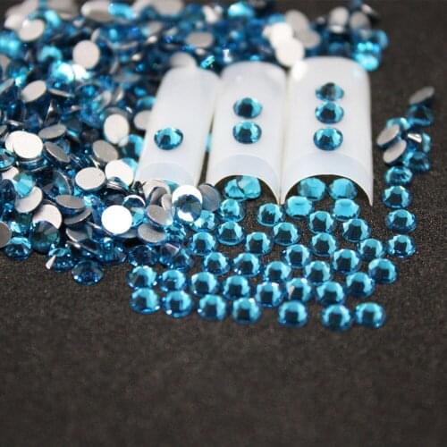 1440 pcs/Pack SS6 -SS8 Blue Zircon Nail Art Decorations Rhinestones For 3d Charm Glass Flatback Non Hotfix DIY Nails Decorations