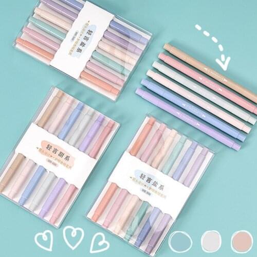 6Pcs Practical Quick Dry Pastel Colors Marker Pens Lightweight Fluorescent Marker Super Soft Tips School Supplies
