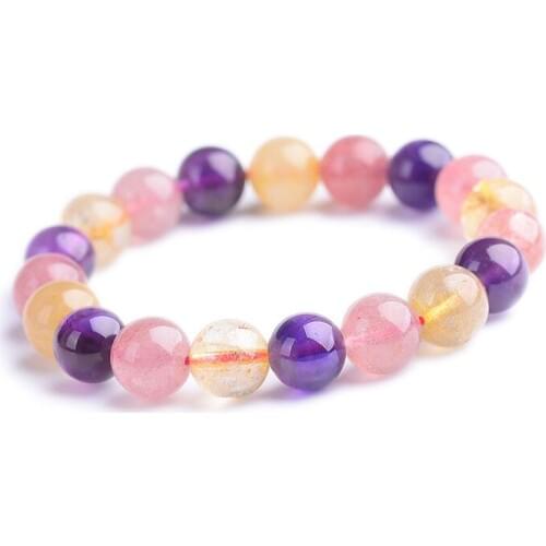 Wholesale Multicolor Natural Crystal Bracelets 10mm Round Beads Bracelets For Women Girl Single Lap Bracelet Crystal Jewelry