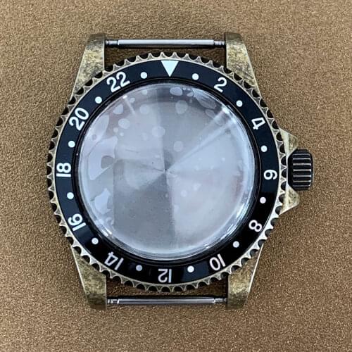 Watch 1960 modified parts 39.5mm assembly NH35 movement stainless steel case PVD bronze retro acrylic semicircular mirror 05