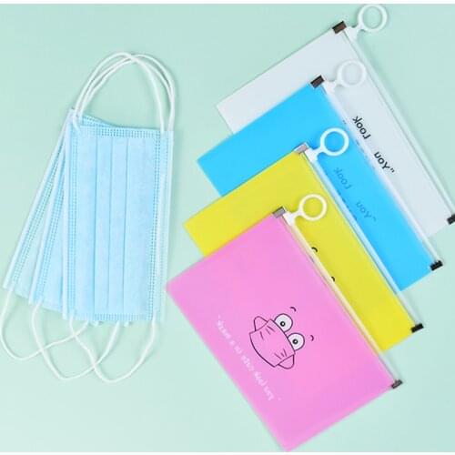 Cute Cartoon Mask Cover Bag Portable Facemask Holder Face Masks Storage Case Save Mask Boxes Stationery Pen Ruler Cosmetic Clip