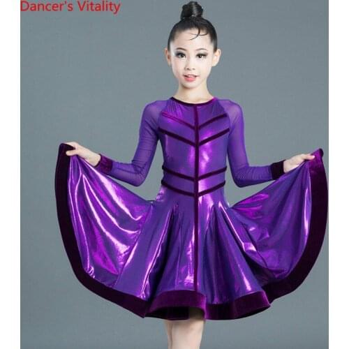 Latin Dance Child Fashion Dress Long Sleeve Competition Clothing New High-End Custom Performance Dancing Clothes Girls