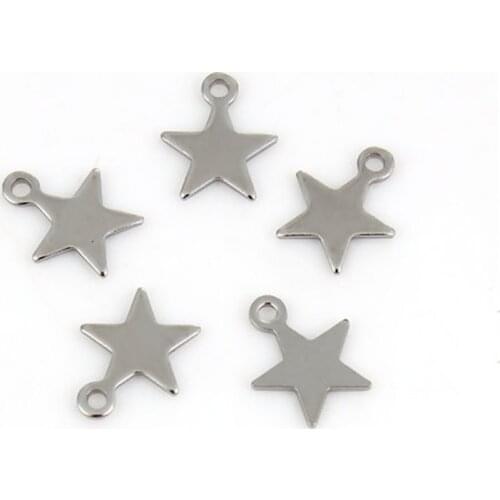 DoreenBeads Fashion Stainless Steel Pendant Charm Pentagram Star Silver Color Jewelry DIY Findings Components 11mm x 9mm, 10 PCs