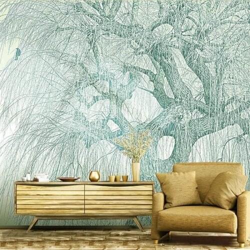 Custom Wall Art Decor Wallpaper Creative Fresh Tree Pattern Hand-painted Photo Murals For Living Room Bedroom Designs Supplies