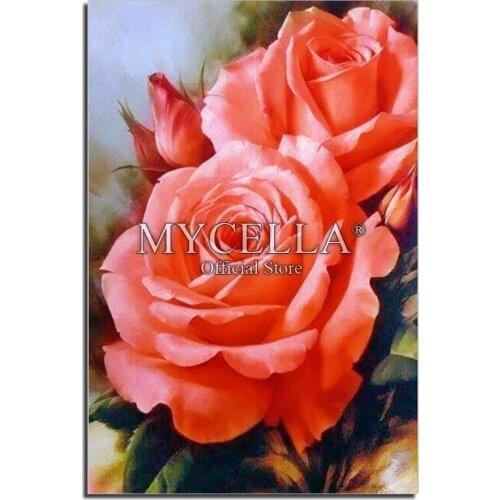 Red Rose 5D DIY Diamond Painting Cross Stitch Resin Needlework Flowers Home Decoration Rhinestone Mosaic Diamond Embroidery