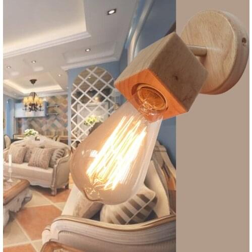 Creative wood wall lamp modern minimalist living room corridor balcony lamp LED wooden bedroom bedside lamp style lamps MZ14